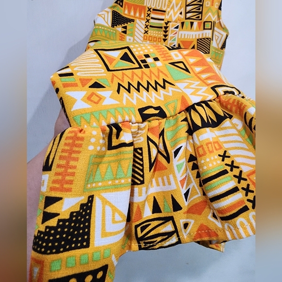 Little Lass Sleeveless Yellow Tribal Print Toddler Dress Size 4T - Picture 5 of 9